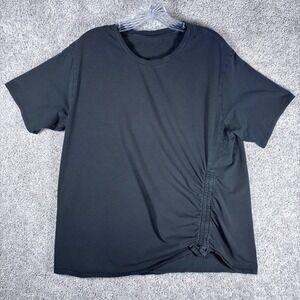 Lululemon Athletic Ruched Side Drawstring Tee Shirt Black Athletic Top Womens XL